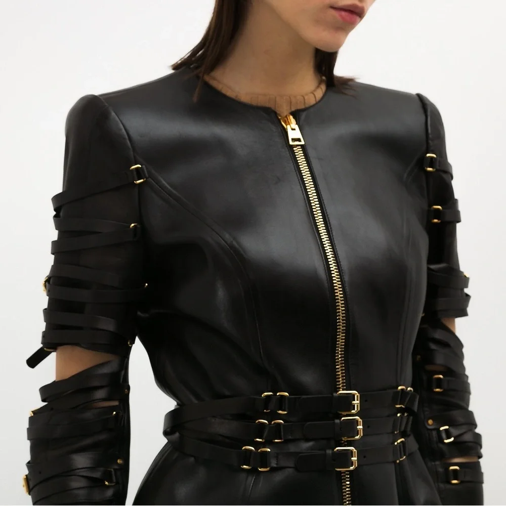 Rare Tom Ford Cut-Out Black Leather Jacket- Spring/Summer 2013 Runway Archival
